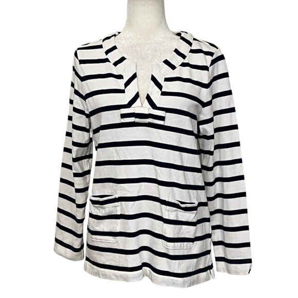 kate spade Sweaters - kate spade Women's Sweater White Navy Stripes Long Sleeve Size XL V-Neck Pockets